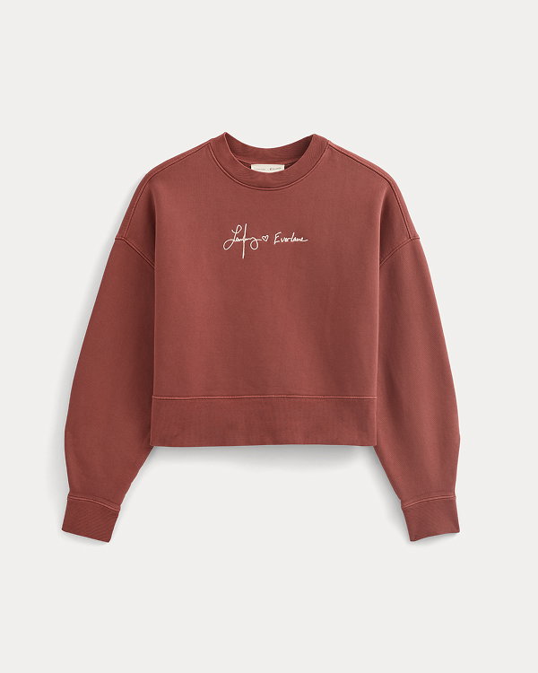 Image | Everlane x The Laufey Foundation Cropped Sweatshirt | Dusty Red
