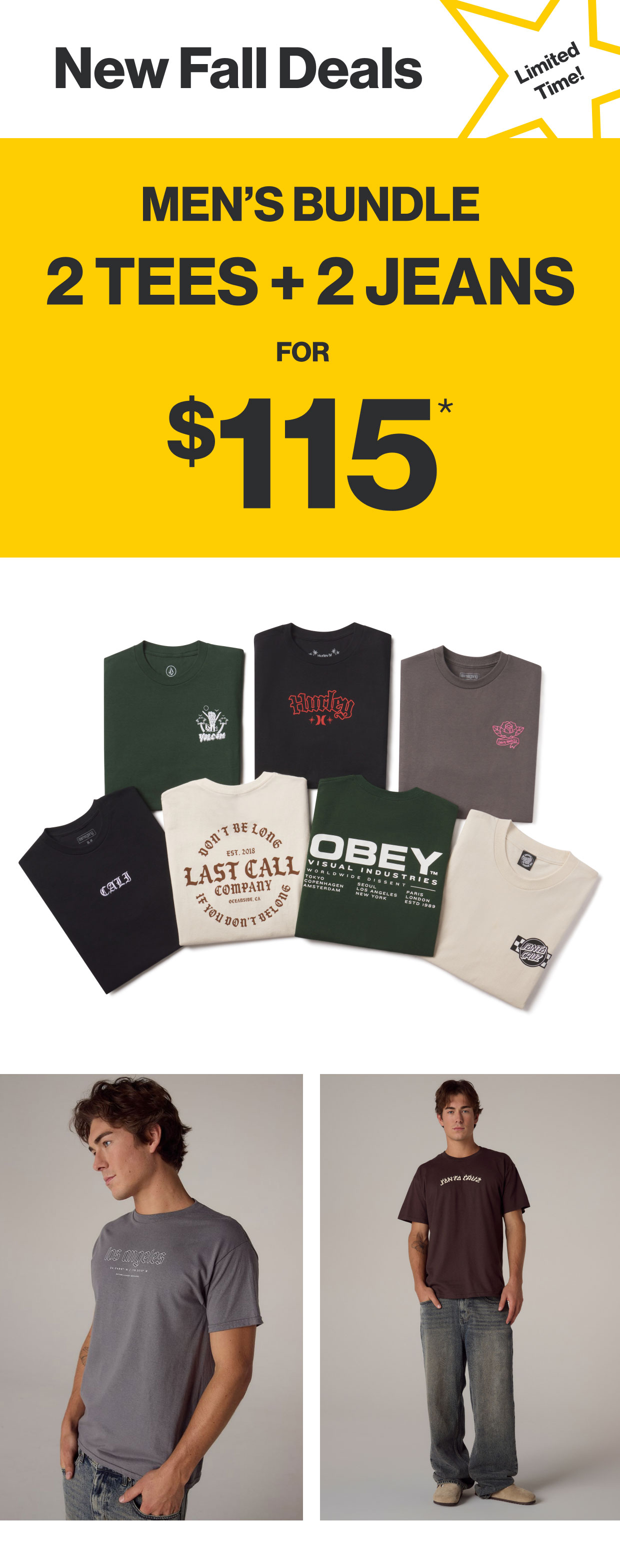 Men's Bundle 2 Tees + 2 Jeans for $115