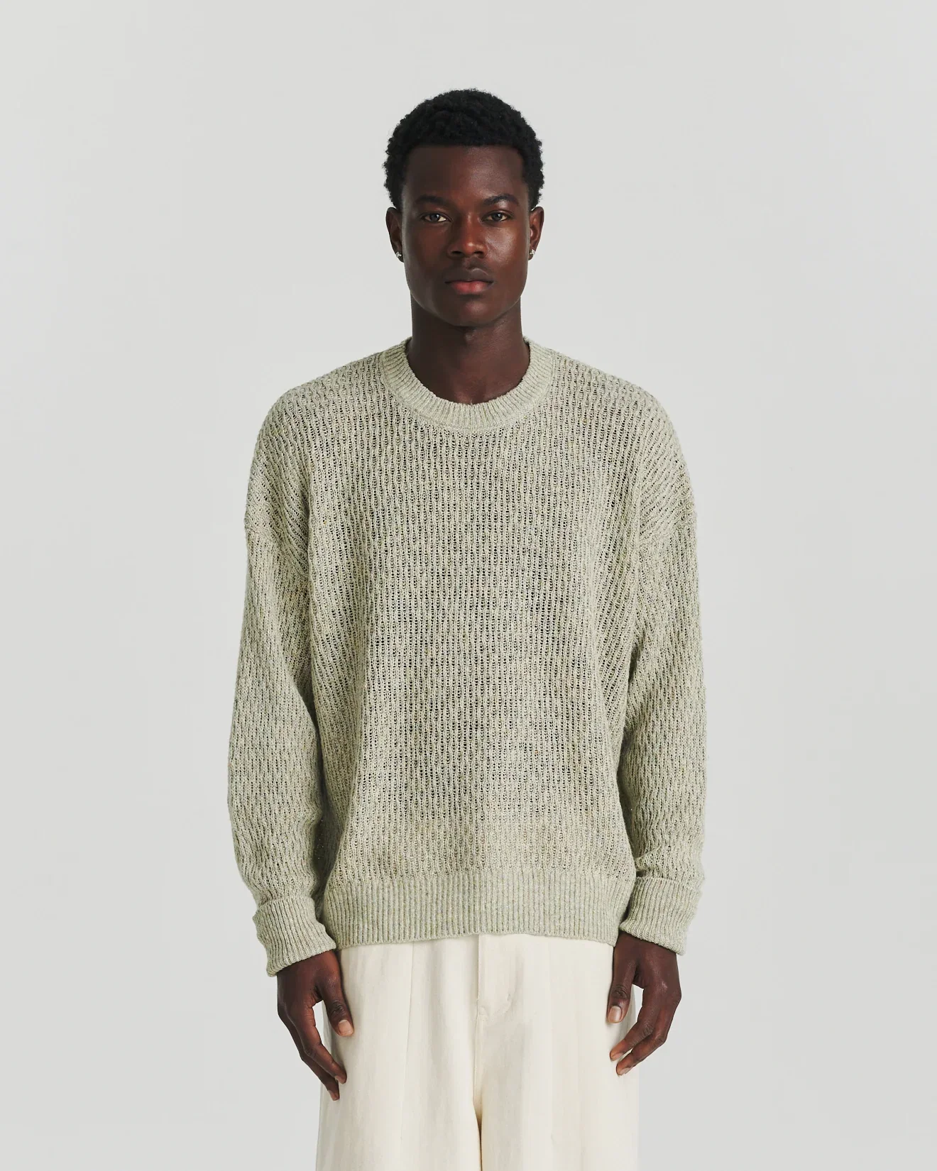 Image of Linen Knit Crew - Green