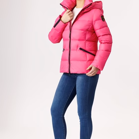 Eira Short Down Jacket | Rose Pink & Black