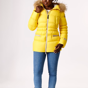 Earth Spirit Long Down Jacket | Bumblebee & Linen