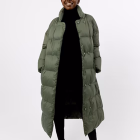 Posh Long Vegan Down Coat | Military