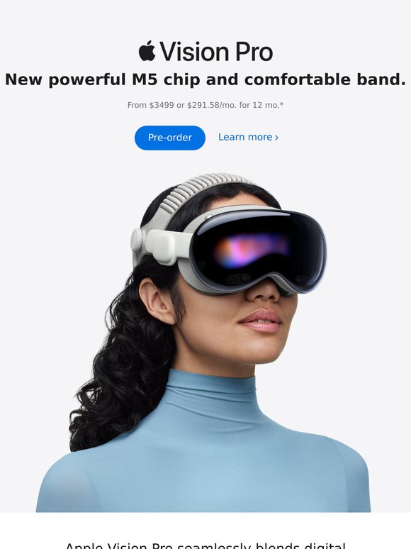 Apple Vision Pro — now powered by M5. Available October 22.