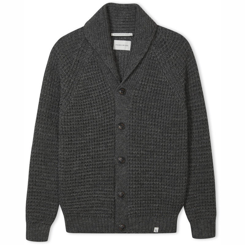 Image of Herring Waffle shawl cardigan in nimbus grey