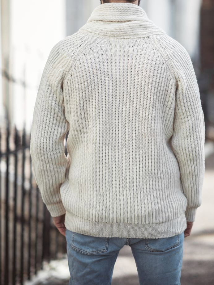 Wilkinson Cardigan by Peregrine in cream/ecru close up on buttons