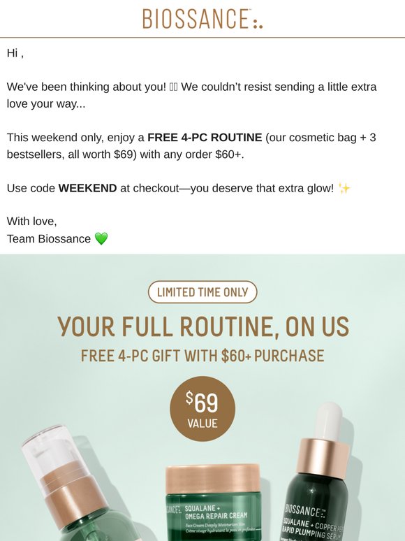 Biossance: FREE 4-pc routine 🫶🏼 secret code inside! | Milled