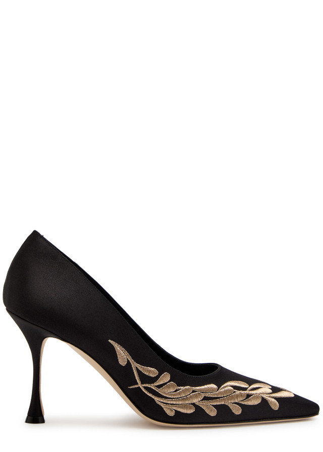 MANOLO BLAHNIK Rabata 90 embroidered satin pumps