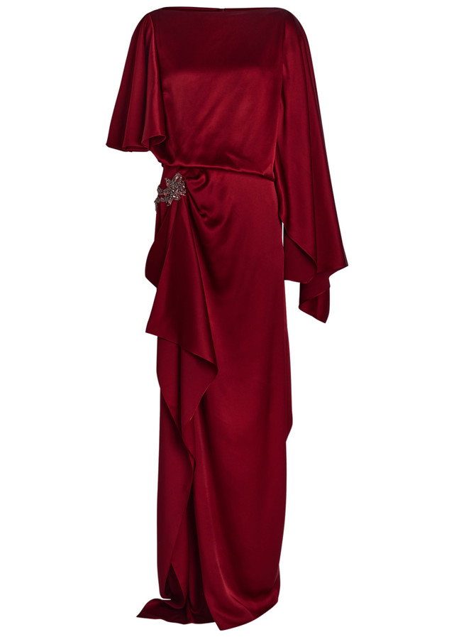 ERDEM Draped crystal-embellished satin gown