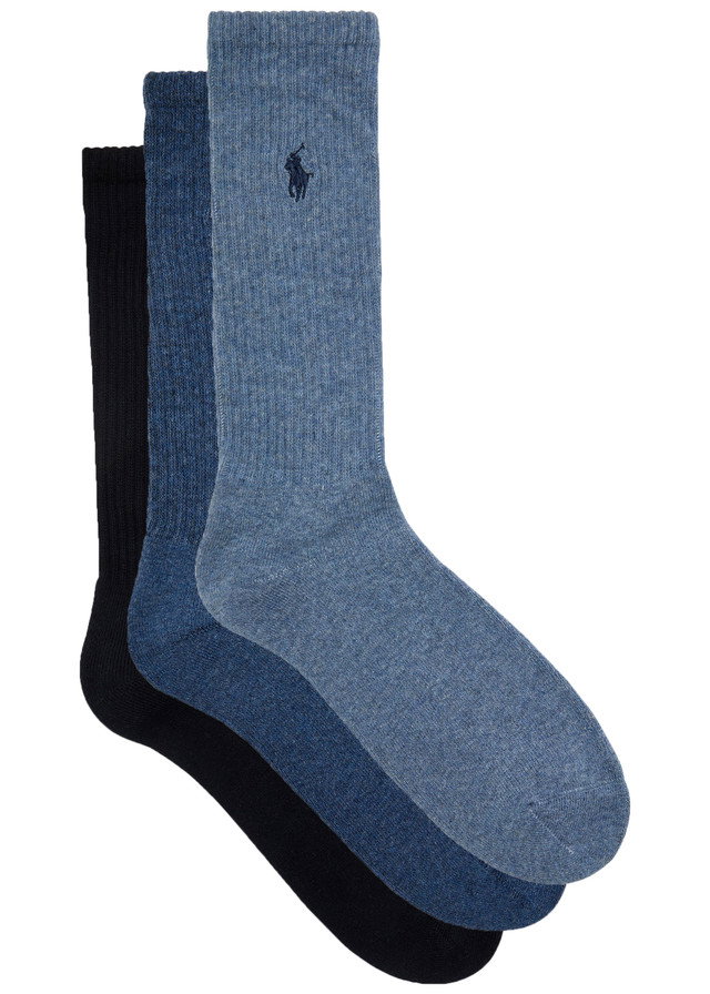 POLO RALPH LAUREN Logo-embroidered cotton-blend socks - set of three