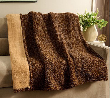 60x70 Reversible Sherpa Printed Throw by Jill Martin