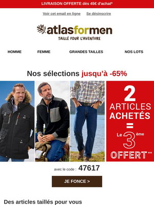 Lot De 4 T-shirts Homme Manches Longues ATLAS FOR MEN - Grandes Tailles M à 5XL - Coton 160 G/m²