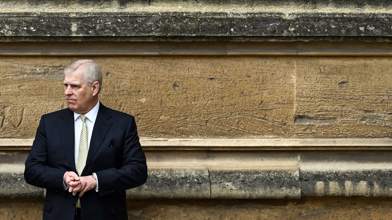  Britain's Prince Andrew, arrives at St. George's Chapel, Windsor Castle.