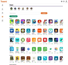 Screenshot of the Troomi App Store in the Parent Portal