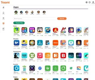 Screenshot of the Troomi App Store in the Parent Portal