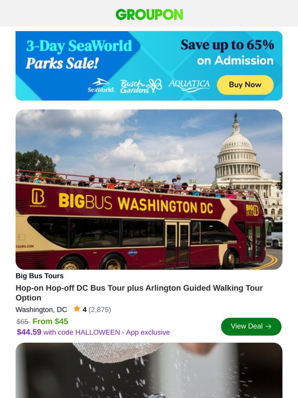 Groupon: Hop-on Hop-off DC Bus Tour plus Arlington Guided Walking Tour ...