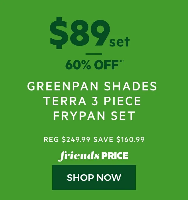 greenpan shades terra 3 piece frypan set