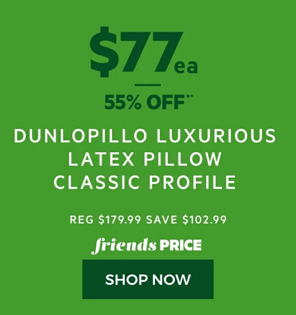dunlopillo luxurious latex classic profile pillow