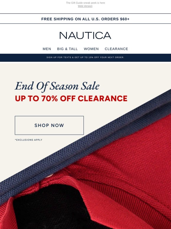 Nautica: 😮 Up to 70% off Clearance is going on now! | Milled