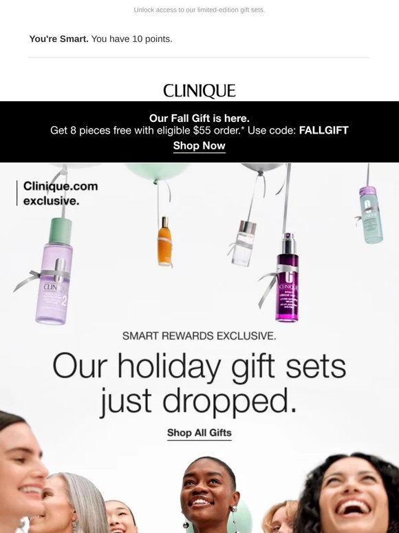 Exclusive gift sets for Smart Rewards members. Plus, 8 free pieces with $55 order.