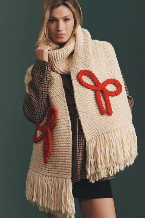 Maeve Chunky Knit Bow Scarf