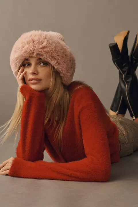 Faux Fur Knit Cloche Hat