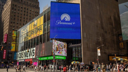 Paramount+ on a sign in Times Square