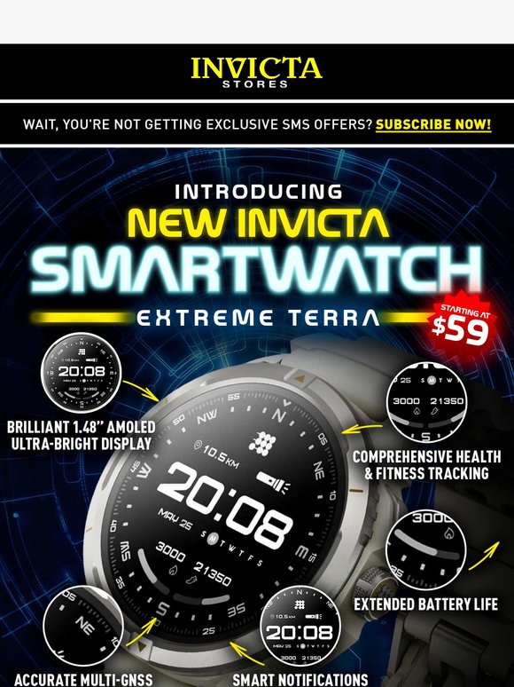 Invicta: 💥SMARTWATCH STARTS at $59⚡️Introducing ️📲EXTREME TERRA | Milled