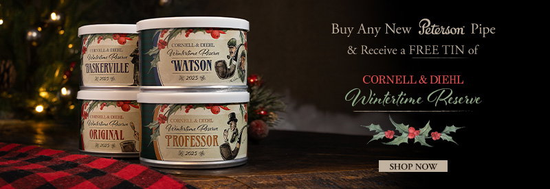 Buy Any New Peterson Pipe and Receive a Free Tin of Wintertime Reserve