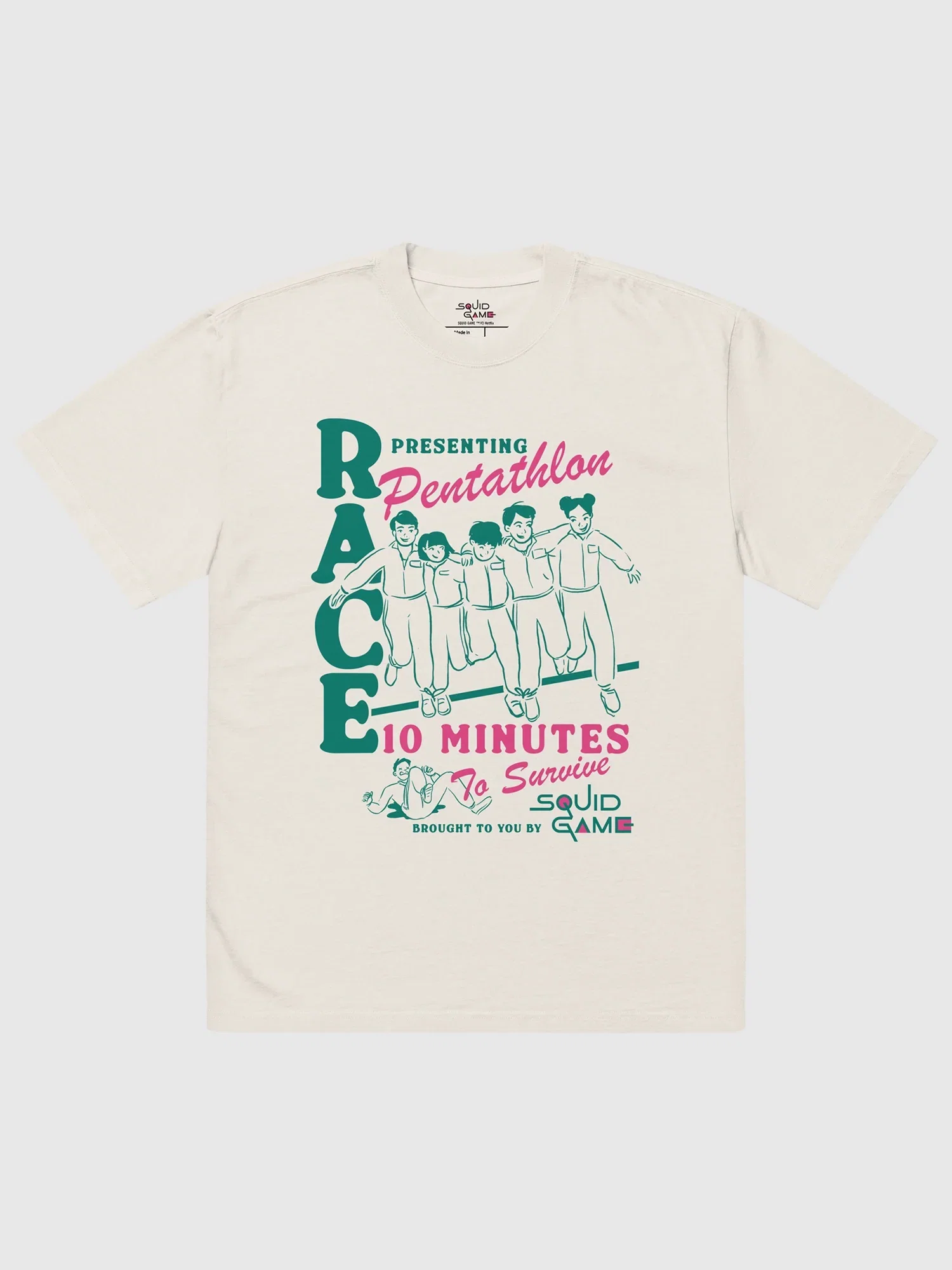 Image of Squid Game Pentathlon Oversized Faded T-Shirt
