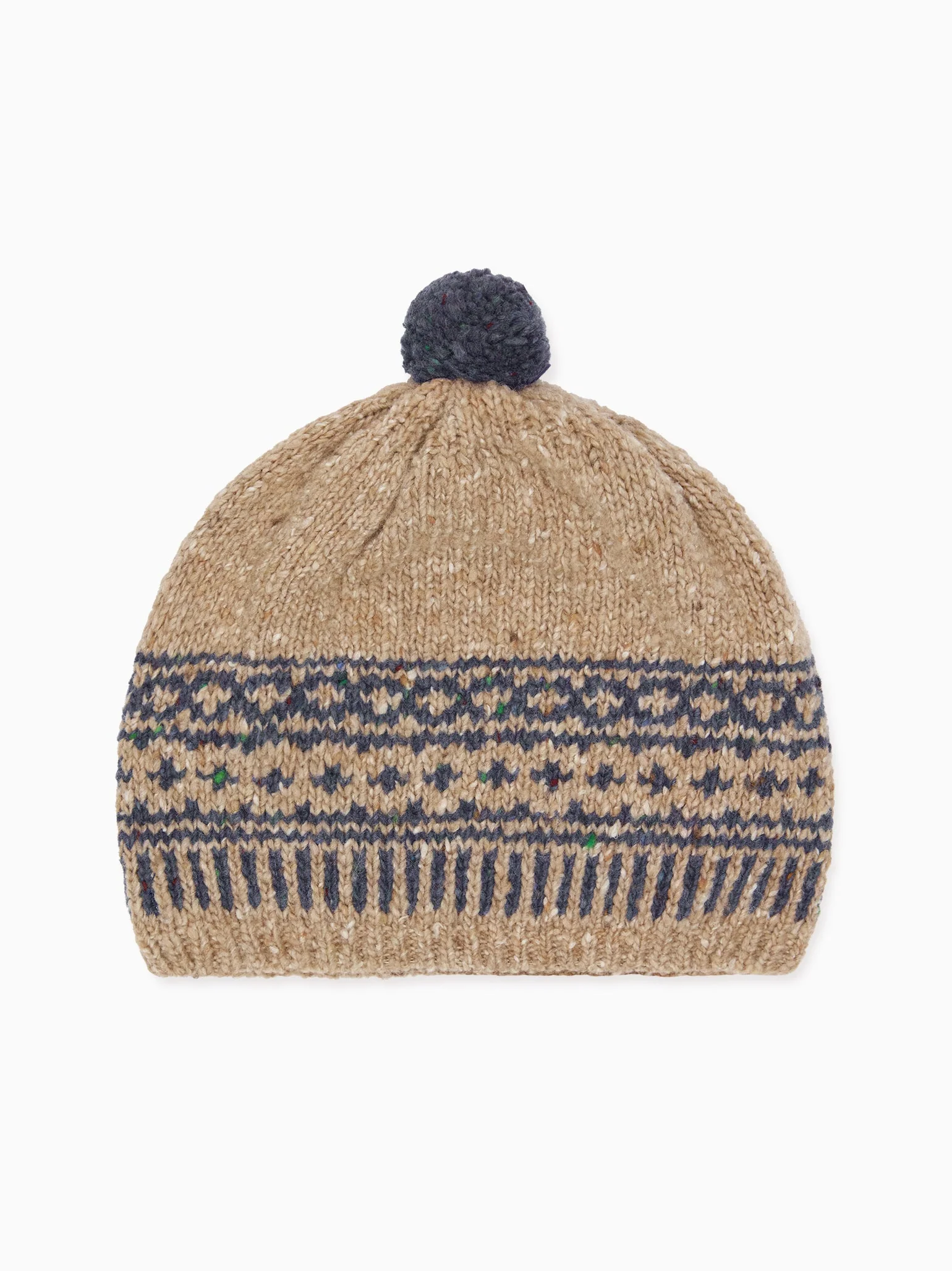 Image of Oatmeal Merino Fair Isle Bobble Hat