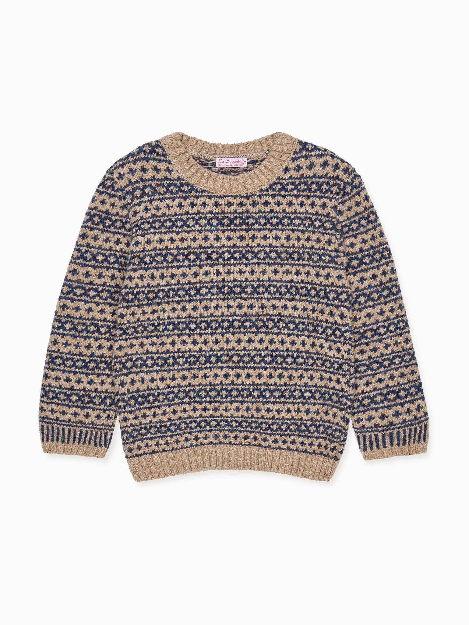 Image of Oatmeal Austen Merino Fair Isle Kids Sweater