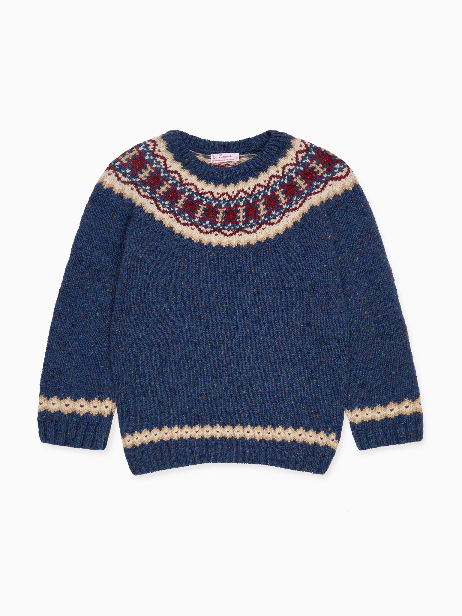 Image of Dark Blue Merino Fair Isle Kids Sweater
