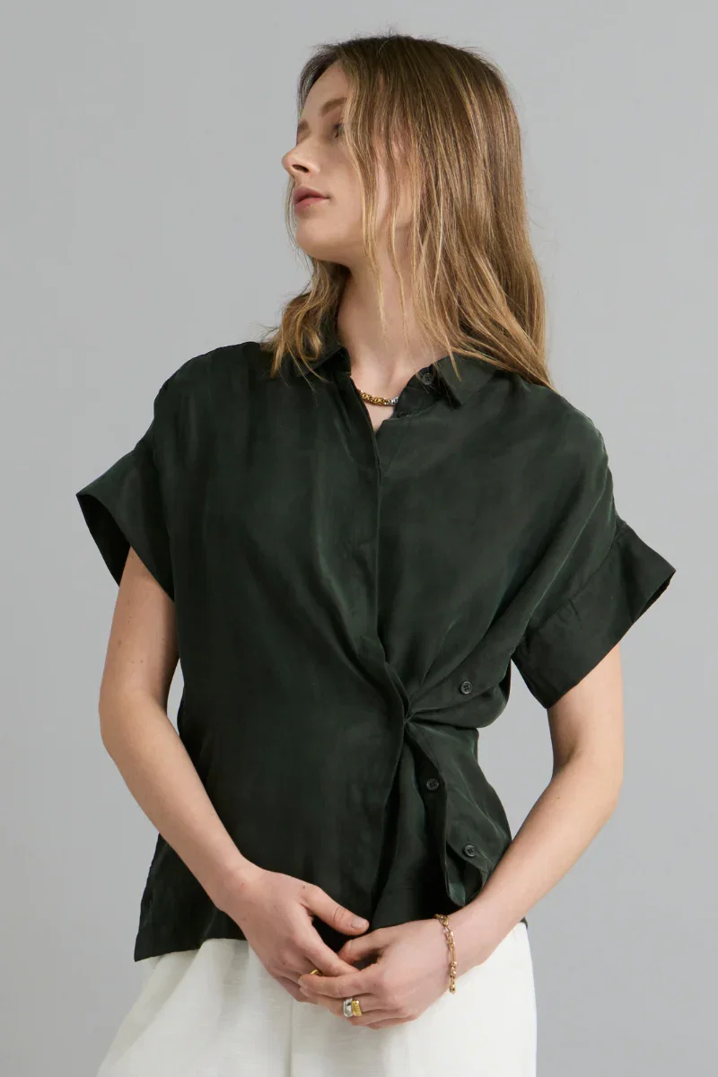 Image of Dark Khaki Cupro Lotus Shirt