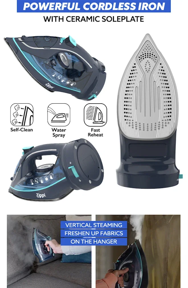 Cordless steam iron with ceramic soleplate