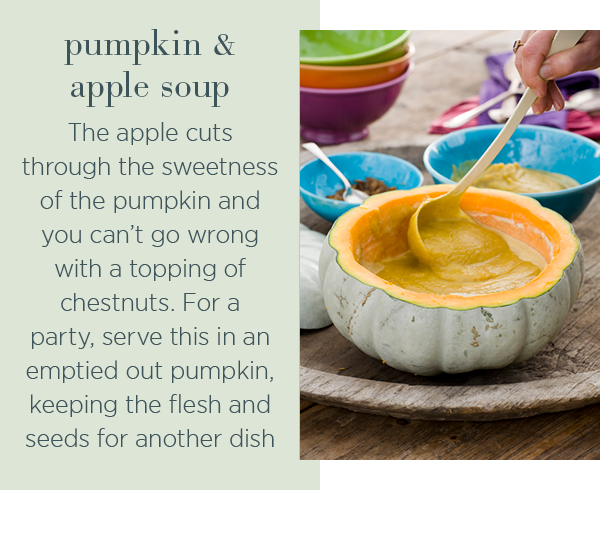 Pumpkin and apple soup with chestnuts