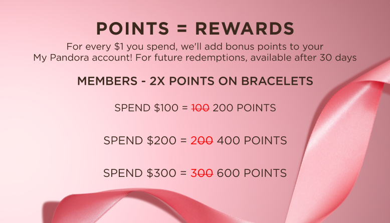 My Pandora members earn 2X points on bracelets