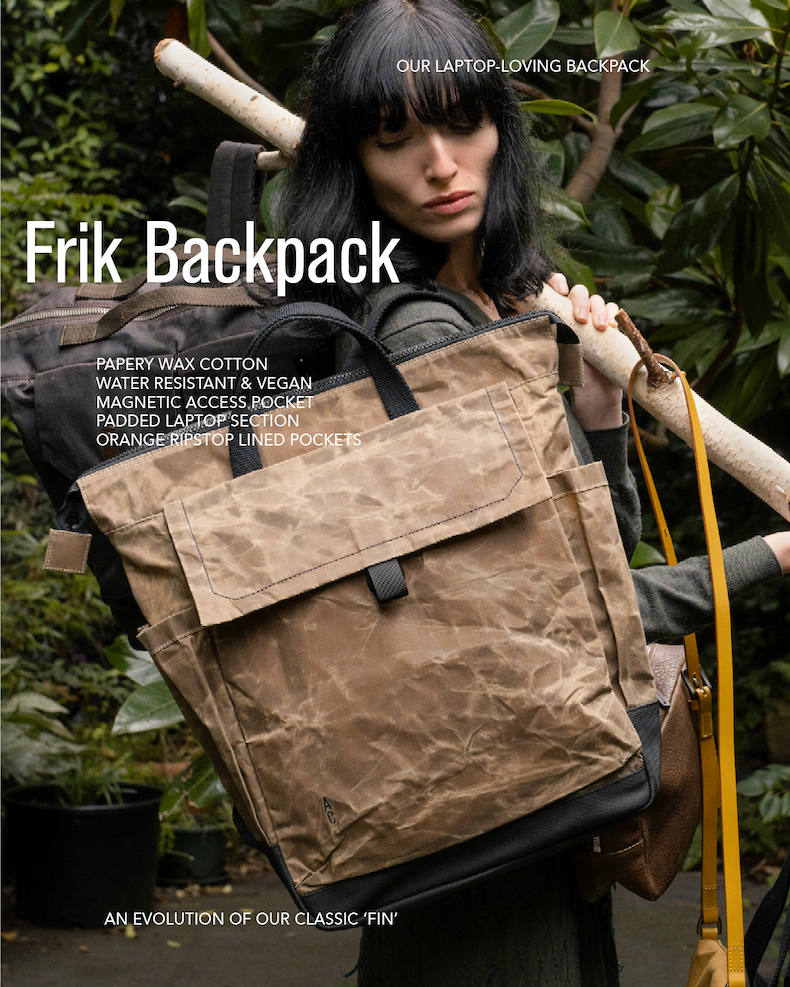 Frik Papery Waxed Cotton Backpack in Mineral