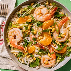 Napa Cabbage and Noodle Salad with Shrimp and Citrus