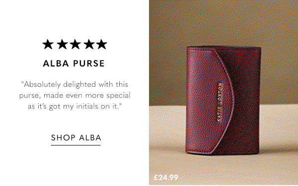 Alba Purse - "Absolutely delighted with this purse, made even more special as it's got my initials on it."