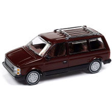1985 Dodge Caravan - Crimson Red w/Black Lower Sides 1:64 Scale Diecast Model Car by Auto World