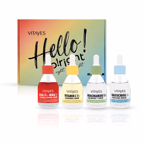 Vitayes Aufhellendes Hautpflegeset, Vitamin C, Aha/Bha, Bakuchiol, Niacinamid-Serum, spezielles Serumpaket 4 Stück