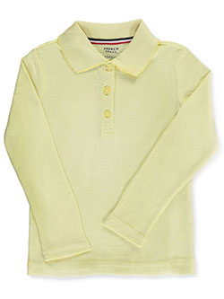 French Toast Girls’ L/S Fitted Knit Polo with Picot Collar