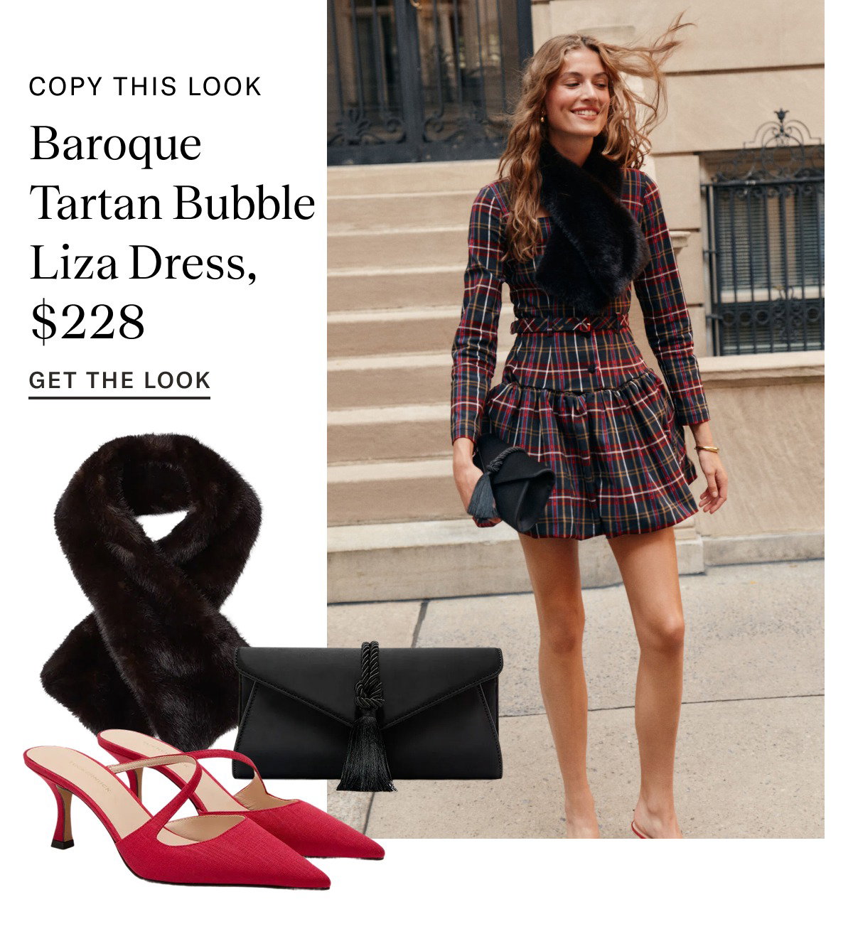Copy This Look: Baroque Tartan Bubble Liza Dress, $228