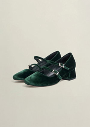 Rosaleen Velvet Heeled Mary Janes