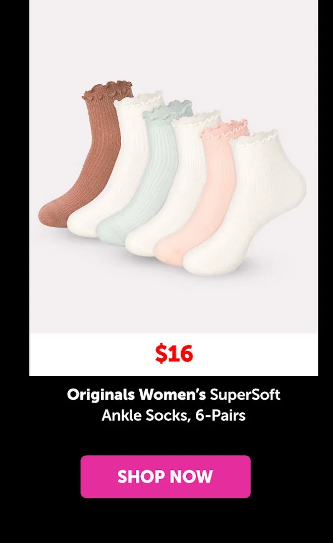 Originals Women’s SuperSoft Ankle Socks, 6-Pairs