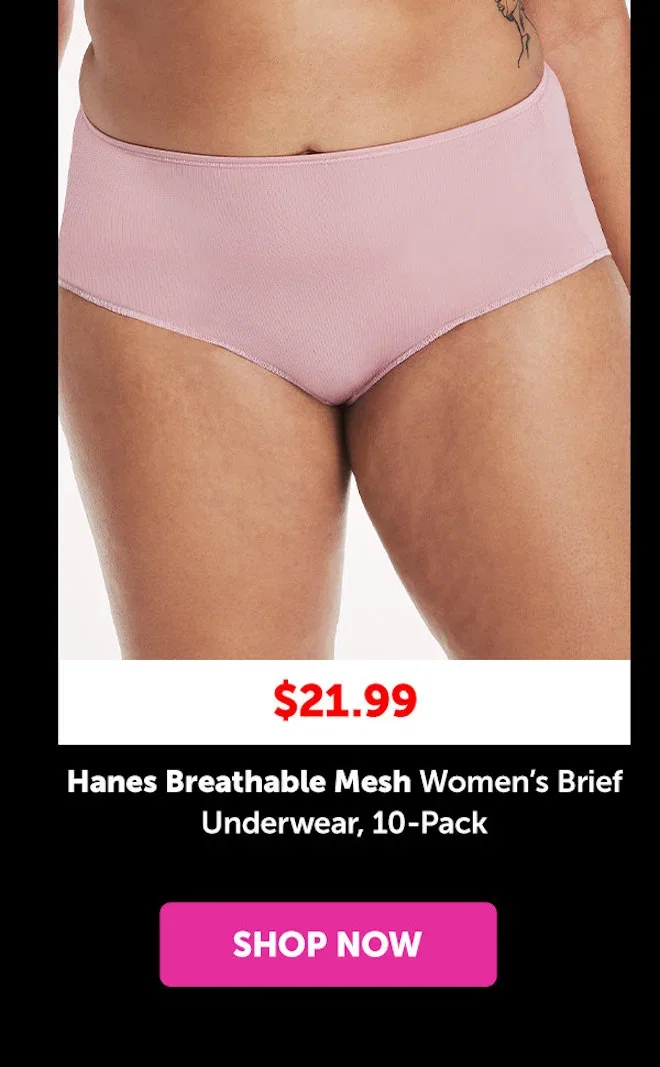 Hanes Breathable Mesh Women’s Brief Underwear, 10-Pack