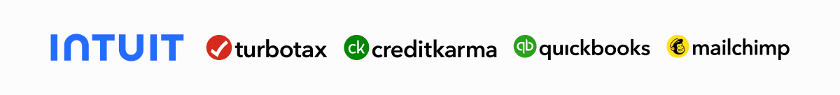 Intuit logo | TurboTax logo | Credit Karma logo | QuickBooks logo | Mailchimp logo