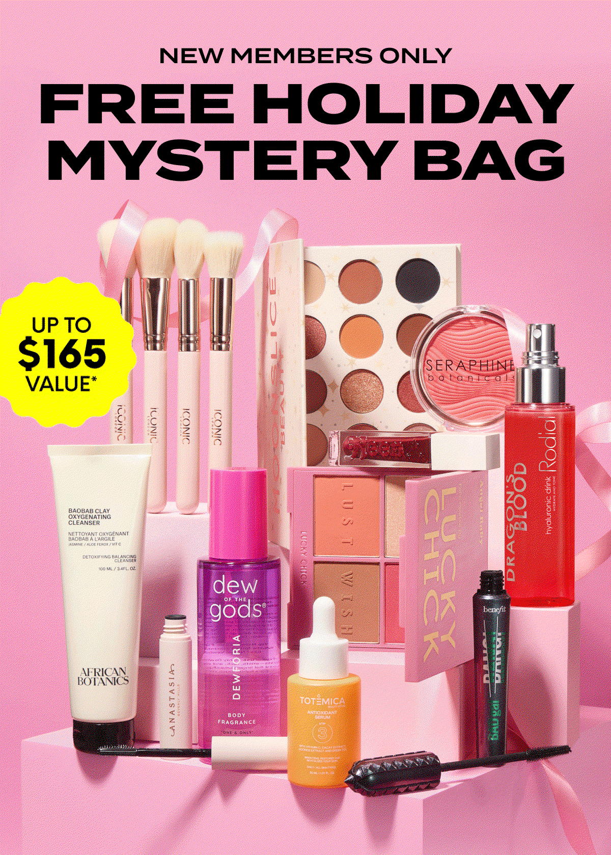 NEW members only - Free Holiday Mystery Bag - 10 PRODUCTS UP TO $165 VALUE*