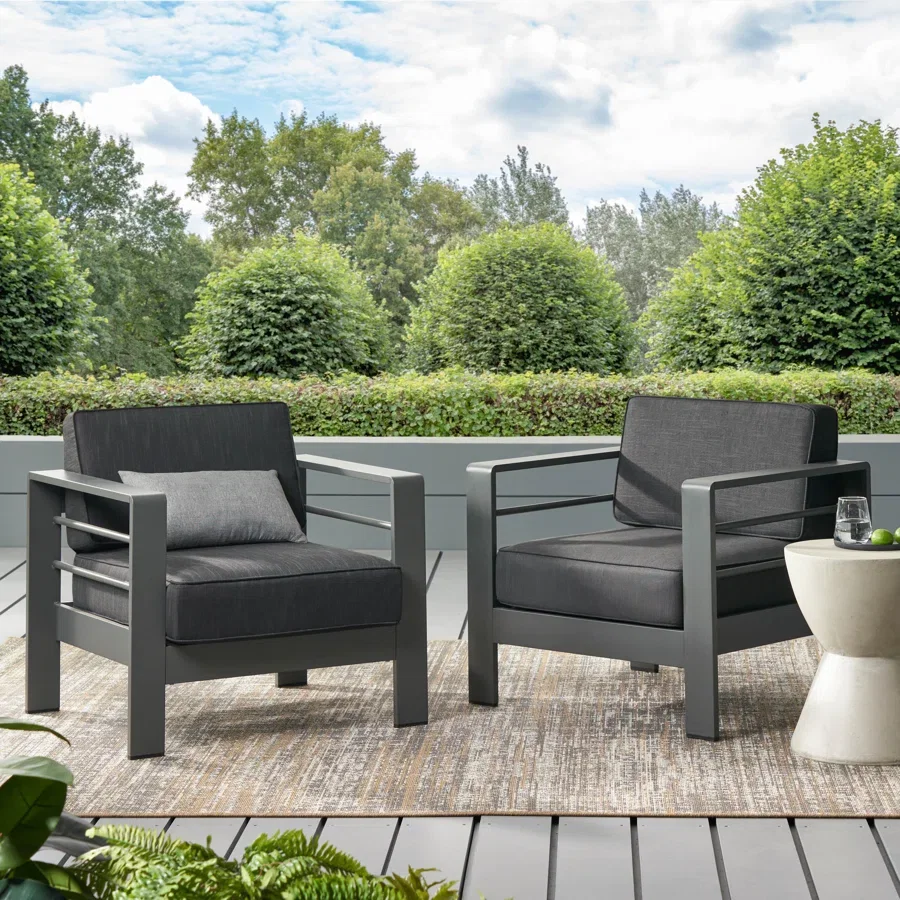 Caggiano Patio Aluminum Chair with Cushions