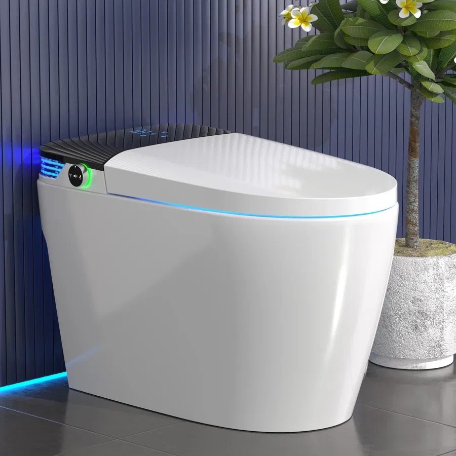 BCAN Smart Toilet with Tankless Bidet Wash, Auto Open Lid, 1.28 Gallons Auto Dual Flush, Heat Seat, Warm Wash/Dryer, Soft Closing, Remote Control